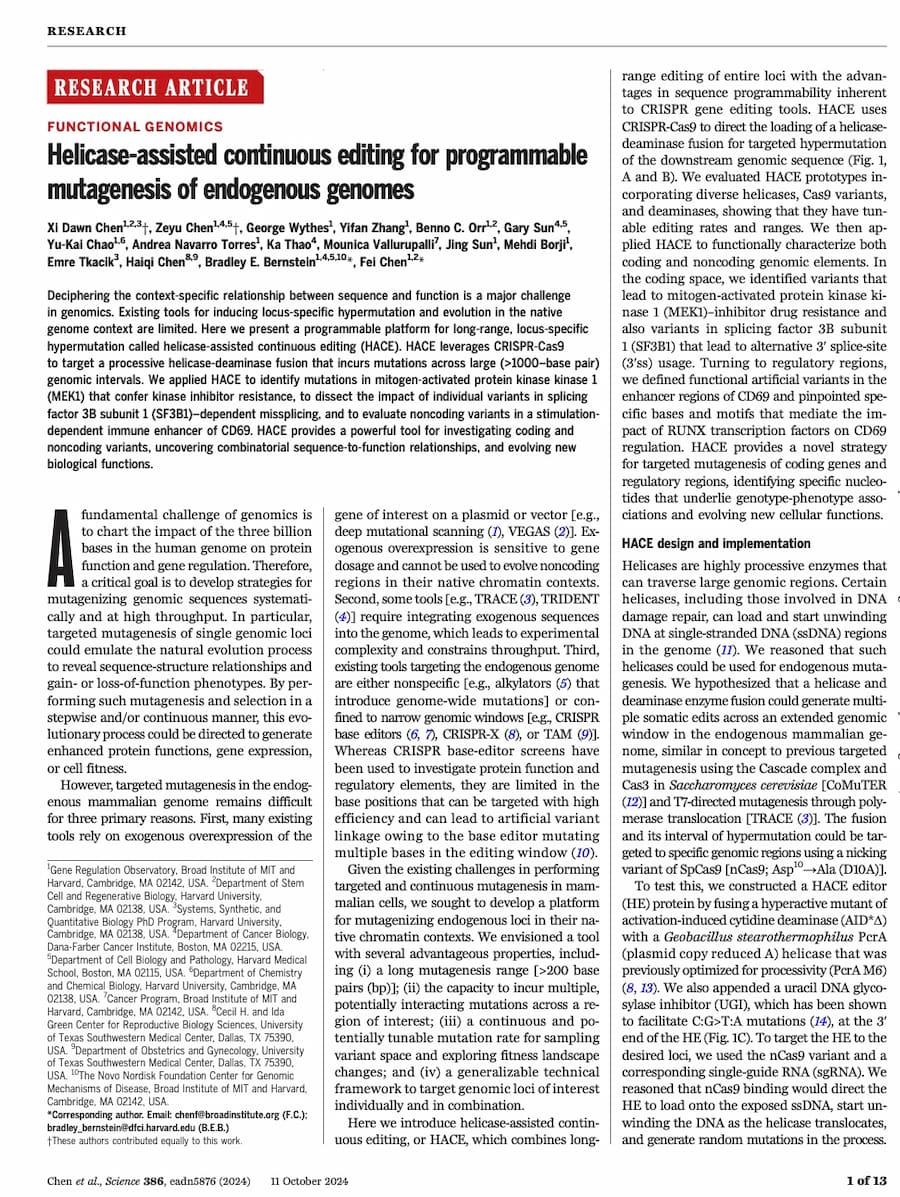 Science 2024 — Helicase-assisted continuous editing